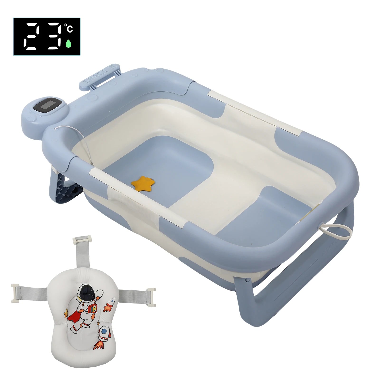 OWJHE Real-time Temperature Silicone Baby Take A Bath Bathtub Non-Slip Foot Bath Bucket Folding Bathroom With Temperature Sensin