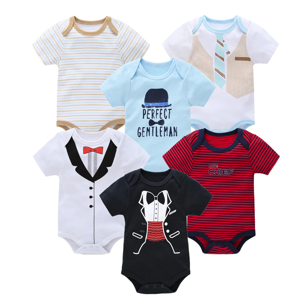 Lot de 3/6 Bodies Bébé Garçon – Coton Doux Manches Courtes