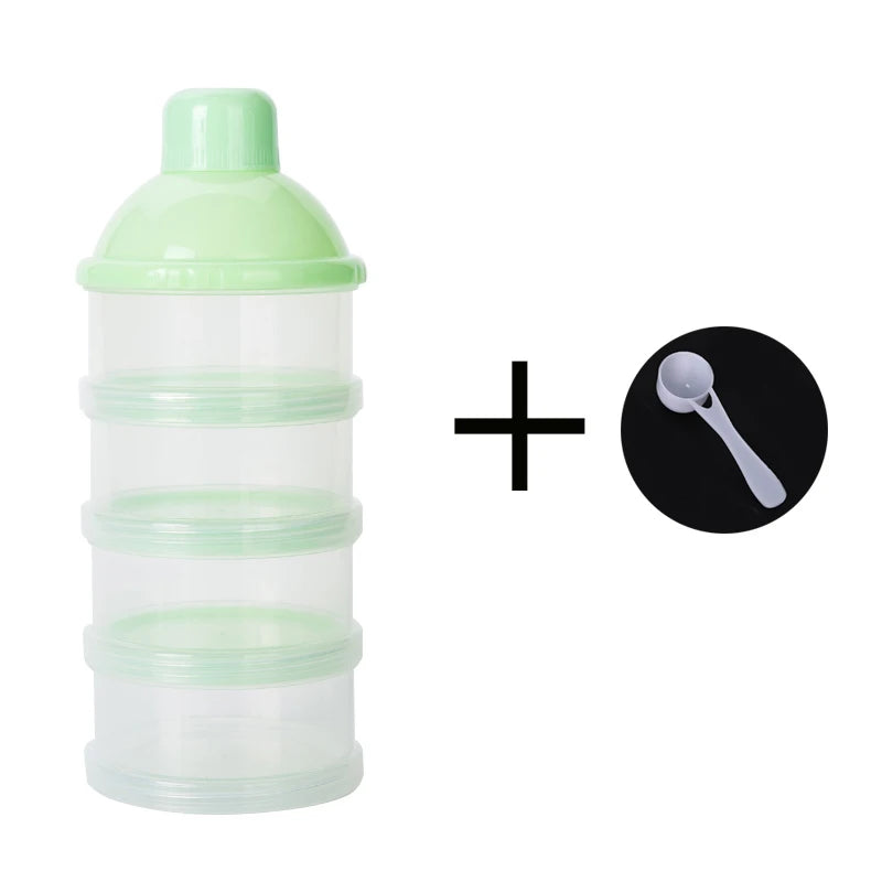 2PCS Portable Milk Powder Formula Dispenser Food Container Storage Feeding Box for Baby Kids Toddler Four Grids with Spoon