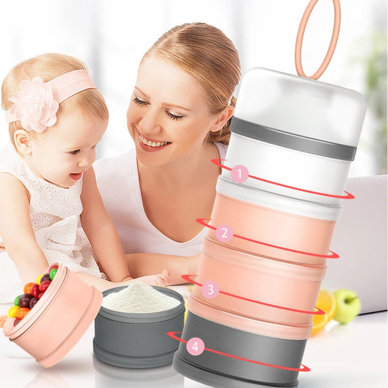 4 Layers Baby Container PP Milk Powder Box Infant Portable Food Storage Candy Sealing Essential Grains Toddle Feeding Dispenser
