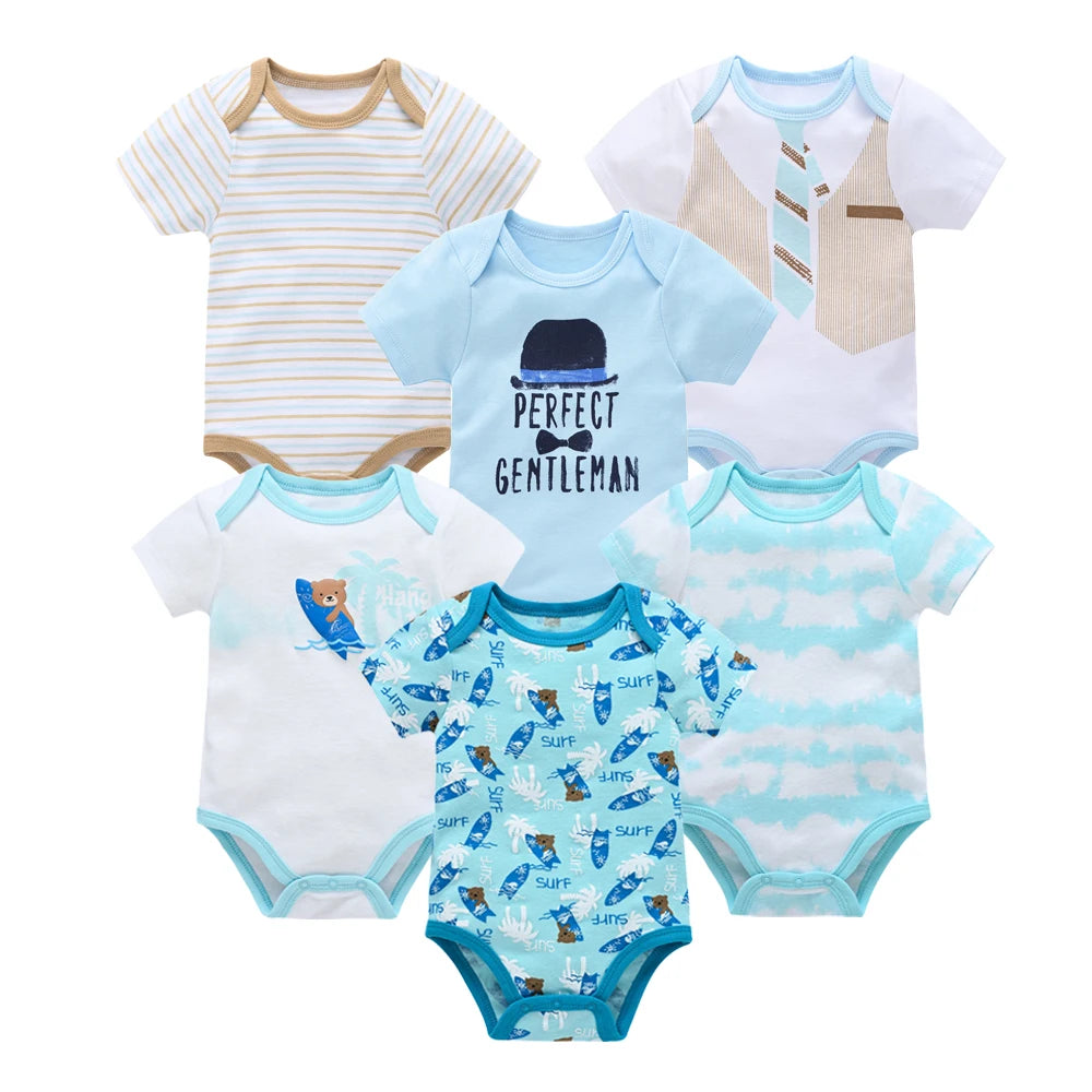 Lot de 3/6 Bodies Bébé Garçon – Coton Doux Manches Courtes