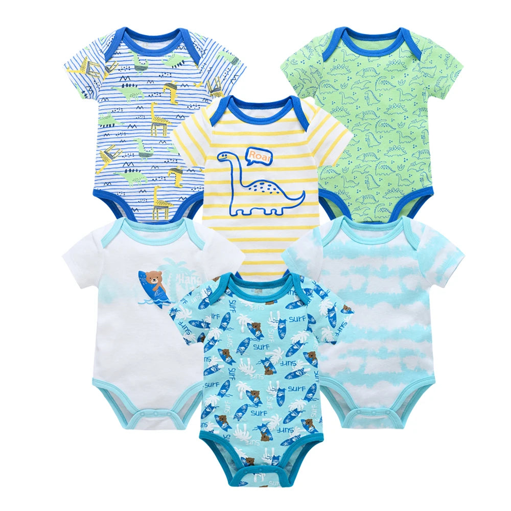 Lot de 3/6 Bodies Bébé Garçon – Coton Doux Manches Courtes