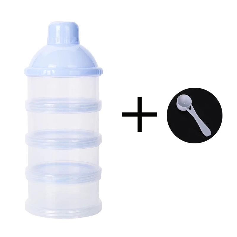 2PCS Portable Milk Powder Formula Dispenser Food Container Storage Feeding Box for Baby Kids Toddler Four Grids with Spoon