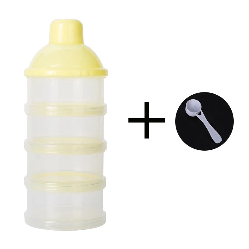 2PCS Portable Milk Powder Formula Dispenser Food Container Storage Feeding Box for Baby Kids Toddler Four Grids with Spoon