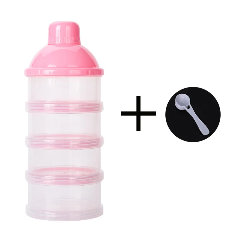2PCS Portable Milk Powder Formula Dispenser Food Container Storage Feeding Box for Baby Kids Toddler Four Grids with Spoon