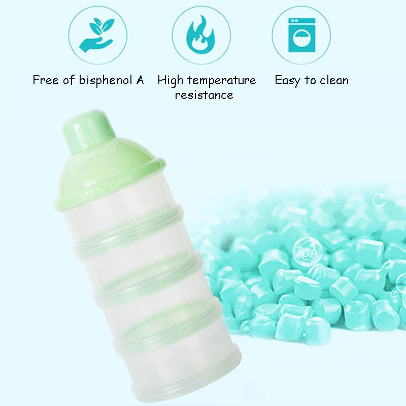 2PCS Portable Milk Powder Formula Dispenser Food Container Storage Feeding Box for Baby Kids Toddler Four Grids with Spoon