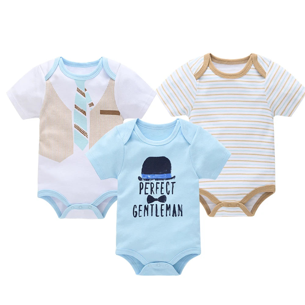 Lot de 3/6 Bodies Bébé Garçon – Coton Doux Manches Courtes