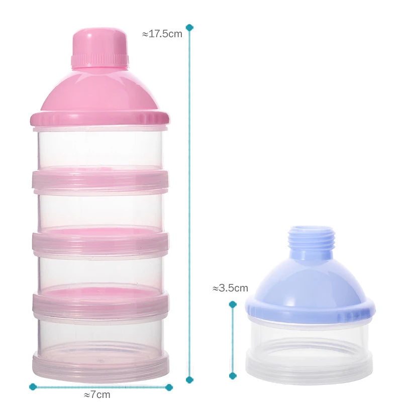 4 Layer Portable Grid Formula Milk Powder Dispenser Baby Accessories Plastic Cereal Food Container Infant Feeding Storage Box
