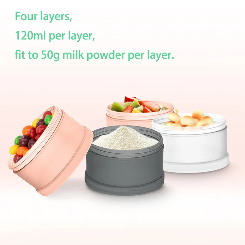 4 Layers Baby Container PP Milk Powder Box Infant Portable Food Storage Candy Sealing Essential Grains Toddle Feeding Dispenser