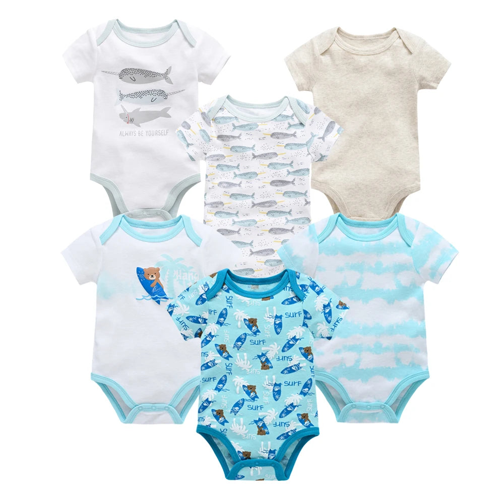 Lot de 3/6 Bodies Bébé Garçon – Coton Doux Manches Courtes