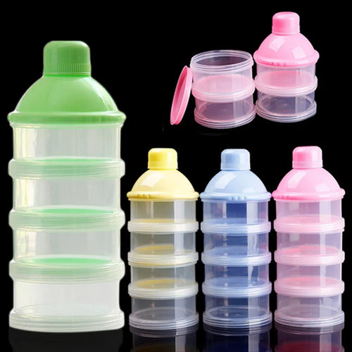 2PCS Portable Milk Powder Formula Dispenser Food Container Storage Feeding Box for Baby Kids Toddler Four Grids with Spoon