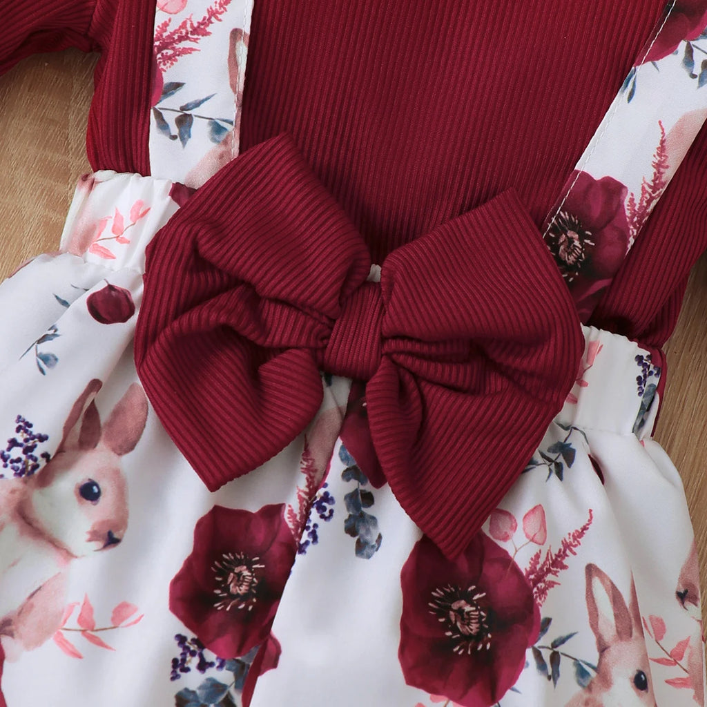 Ensemble Bébé Fille – Jumpsuit + Pantalon 3 pcs
