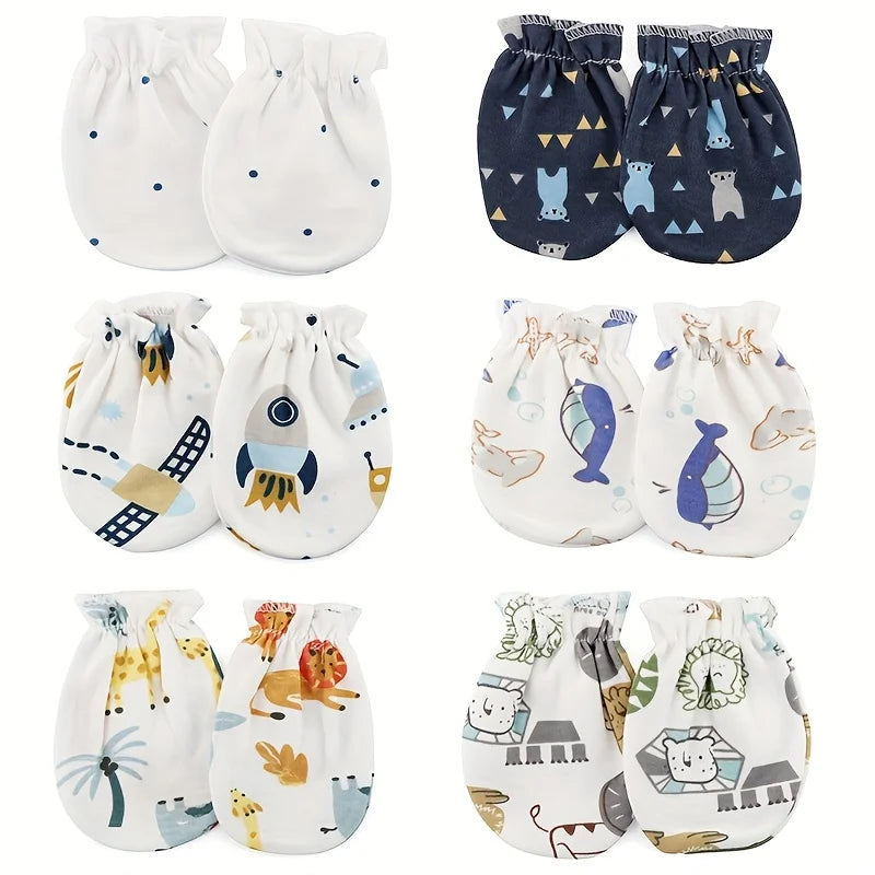 Lot 6 Moufles Bébé – Coton Doux