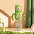 250ml  Baby bottle standard caliber silicone mouth baby cartoonwith handle newborn drinking water anti-fall pp bottle