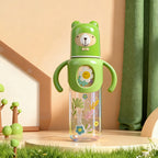 250ml  Baby bottle standard caliber silicone mouth baby cartoonwith handle newborn drinking water anti-fall pp bottle
