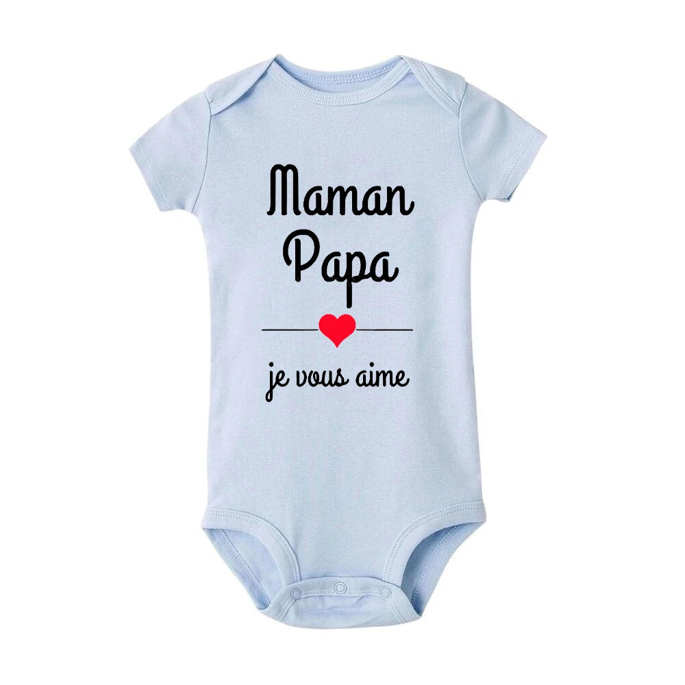 Body Bébé "Maman Papa Je Vous Aime" – Barboteuse à Message