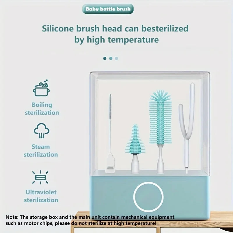 Rechargeable Electric Bottle Brush Set Cleaner Dual Speeds Water Bottle Soothing Item Straw Brushes Milk Stirrer Silicone Brush