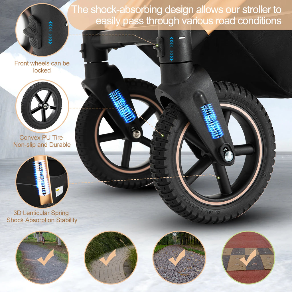 Baby Stroller 3 in 1 Lightweight for Newborn Mother Kids Portable Folding Carriage Luxurious Pushchair Car Seat Travel Pram