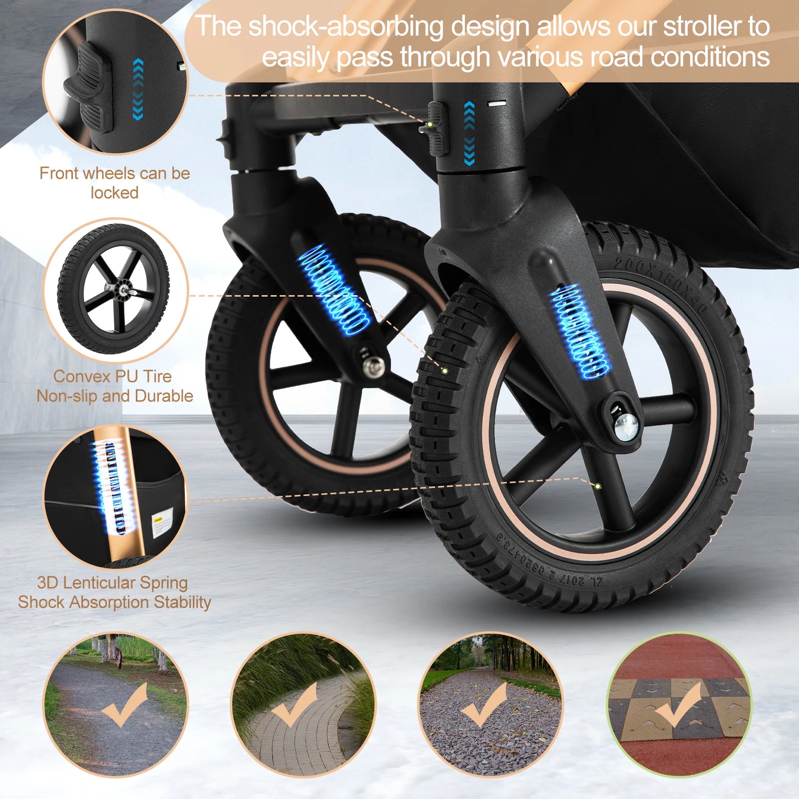 Baby Stroller 3 in 1 Lightweight for Newborn Mother Kids Portable Folding Carriage Luxurious Pushchair Car Seat Travel Pram