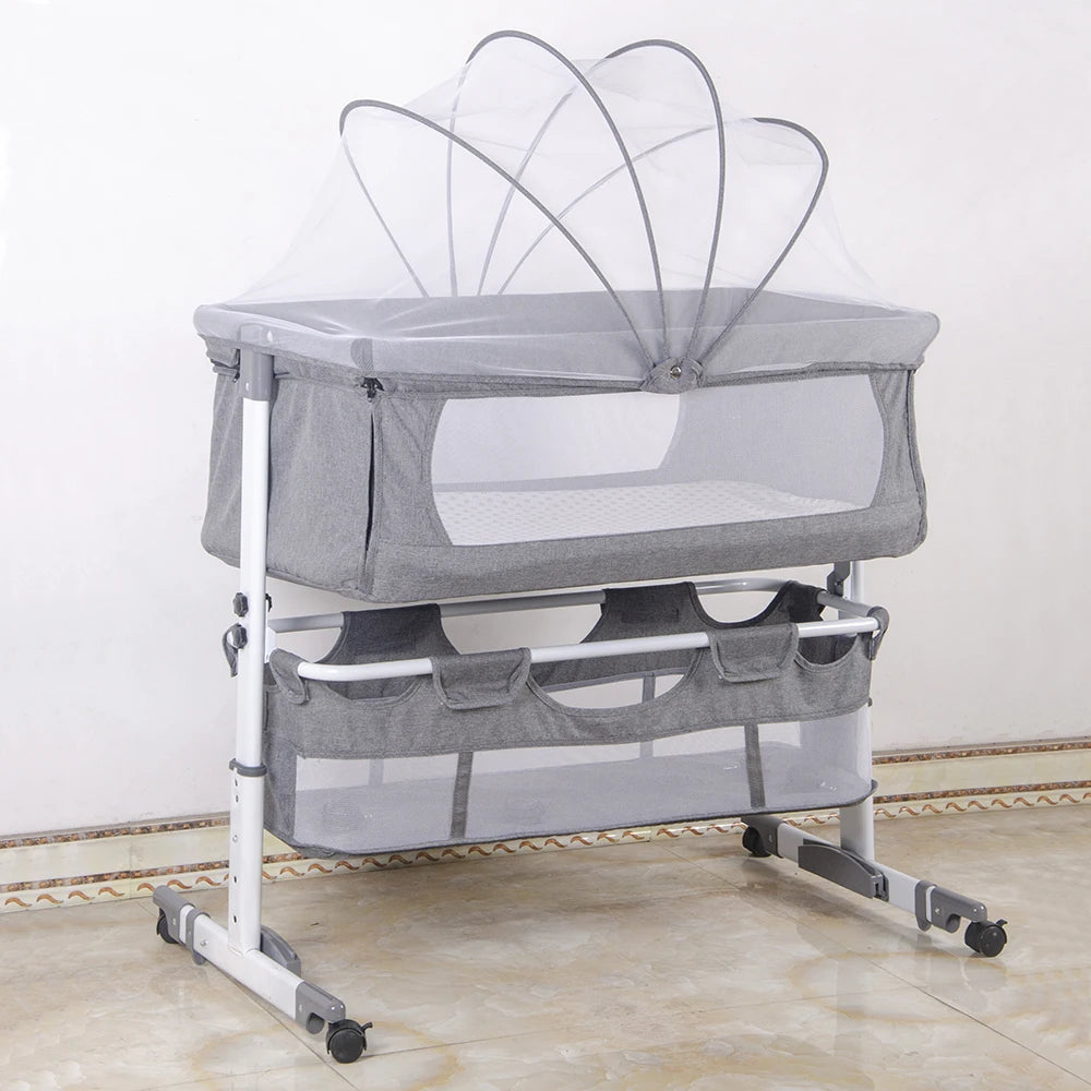 3 In 1 Travel Bed For Babies, Side Bed, Baby Cradle, Baby Bed, Baby Rocker, 6 Height Adjustable, Swing To Sleep, For Infants/Pet