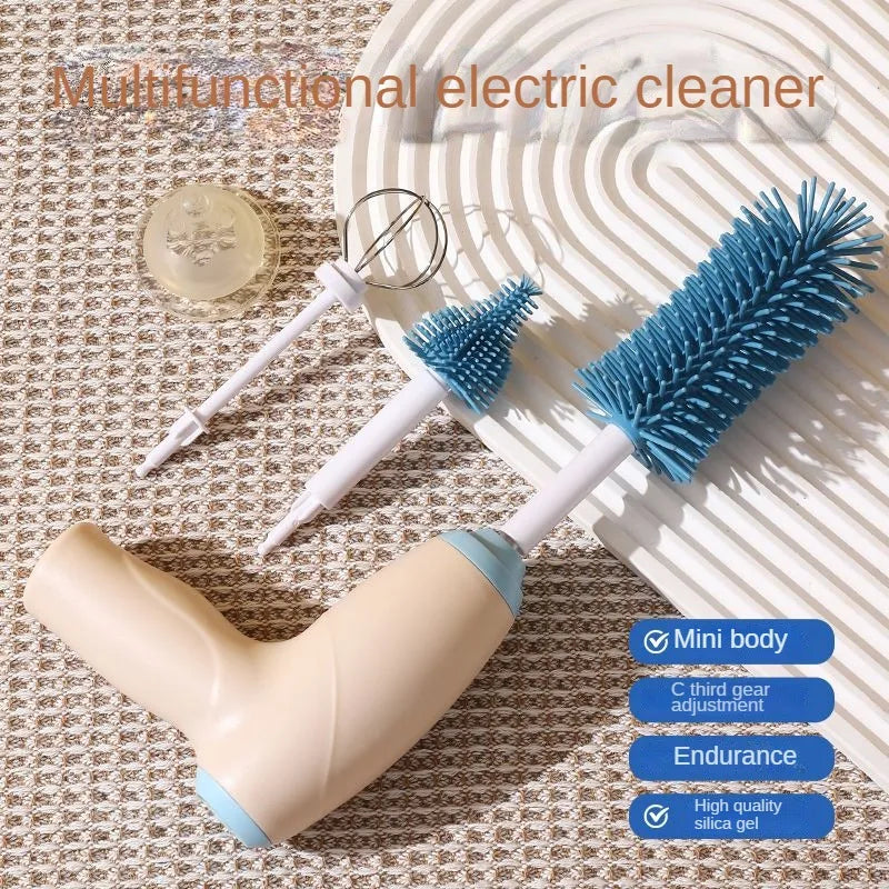 Electric bottle brush, silicone brush, portable bottle cleaner, egg beater, multifunctional complementary feeding machine