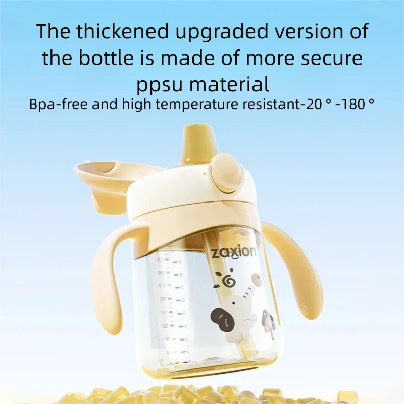 For 0-3Y Baby Anti Choking Bottle PPSU Safe Material Cup 240ML Baby Straight Straw Learning Drink Cup Kids Water Bottles