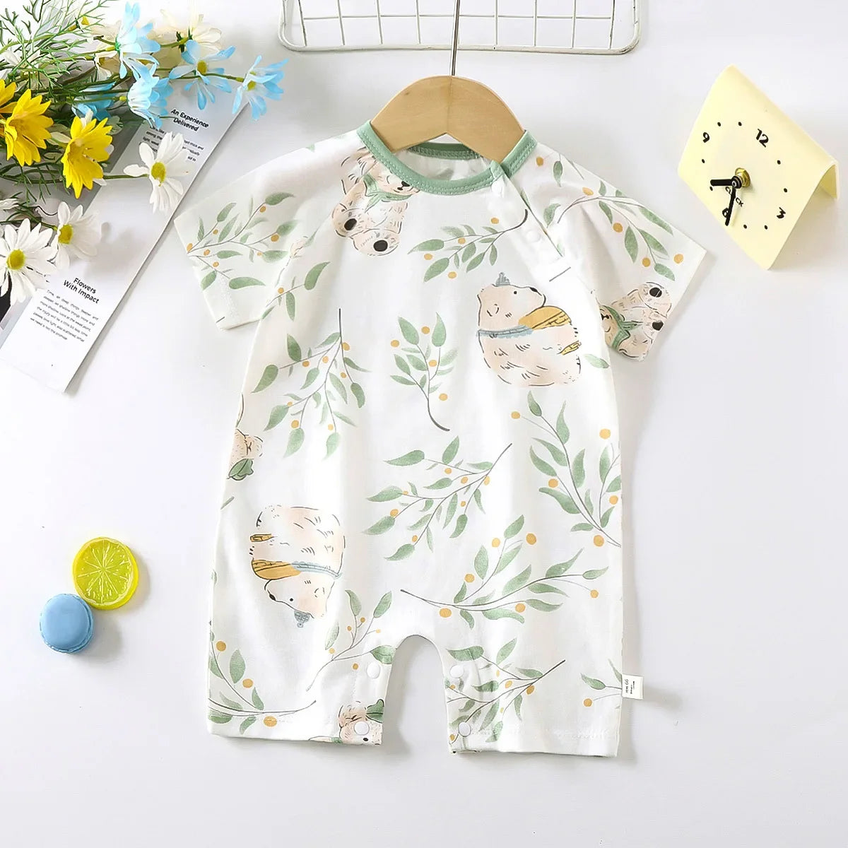 Barboteuse Bébé Cartoon – Body Été en Coton Léger Manches Courtes