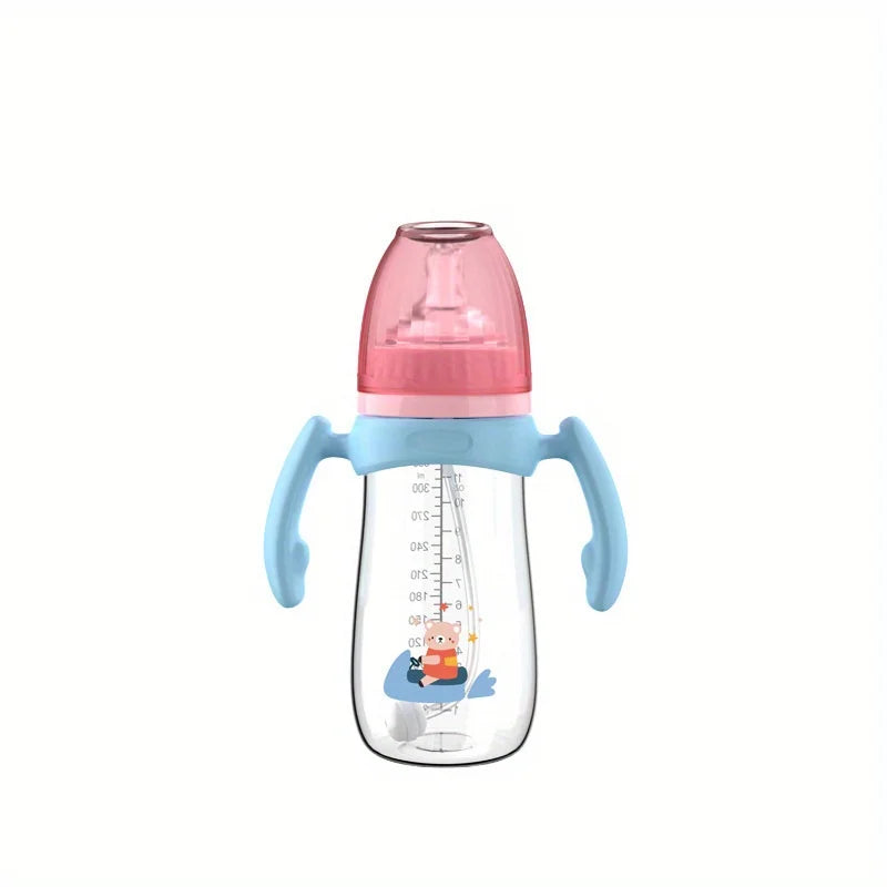 300ml baby bottle, specially designed for infants, easy to hold and clean, with handles for convenient outdoor use