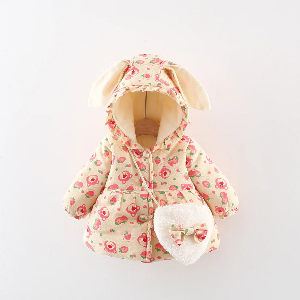 Veste coton fille hiver – Capuche oreilles de lapin