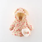 Veste coton fille hiver – Capuche oreilles de lapin