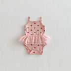 2026 Summer New Baby Clothes Cute Heart Print Toddler Girls Bodysuits Korean Style Baby One Piece