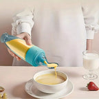 New 90ml/3OZ Colorful Silicone Baby Bottle Feeder with Soft Spoon, Suction Cup and Dust Cap, Portable Squeeze Feeding Bottle