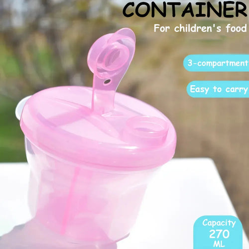 1PC 3-Cell Portable Milk Powder Dispenser & Snack Storage Box, BPA-Free, Travel & Outdoor Use, Compact Baby Formula Container