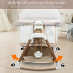3-in-1 Baby Cot, Baby Bed, Baby Rocker, Baby Travel Bed with Mattress, Bassinet with 6 Height, Cradle Function, Breathable Mesh