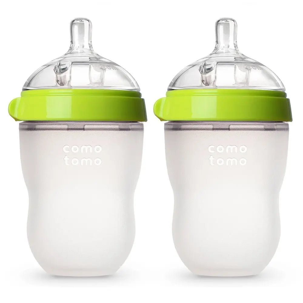 Baby Bottles 2 Pack BPA free Feeding bottle children kids Silicone Baby Bottle Green/Pink 5 oz and 8 oz