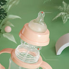 Large caliber baby bottle, 300ml/10.5oz, durable PPSU, straw and balancer - wide mouth design, suitable for easy learning