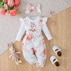 Ensemble Bébé Fille – Jumpsuit + Pantalon 3 pcs
