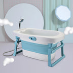 Baby Bathtub, foldable bathtub with cork, bathtub child length cm, 0-10 years (blue)