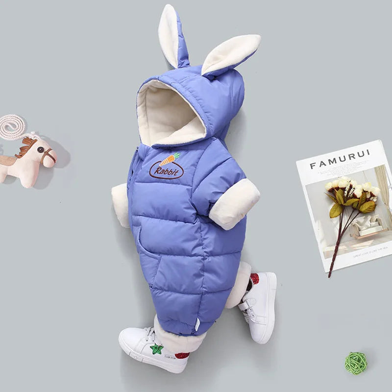 Snowsuit Bébé – Velours Capuche Lapin