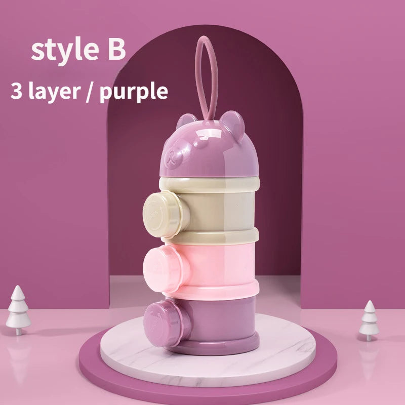 3/4 Layer Large Capacity Baby Milk Powder Box Portable Toddle Food Individual Storage Box Multi Open Snack Container Seale Tank