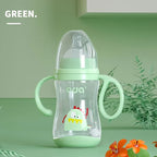 Large caliber baby bottle, 300ml/10.5oz, durable PPSU, straw and balancer - wide mouth design, suitable for easy learning