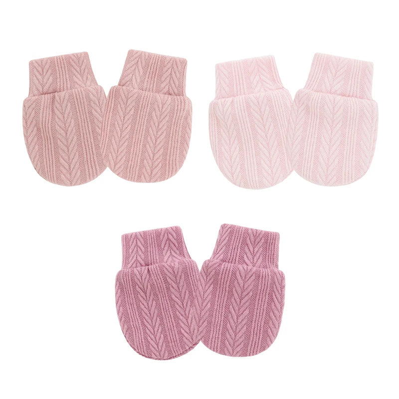 Lot 3 Moufles Bébé – Coton Doux