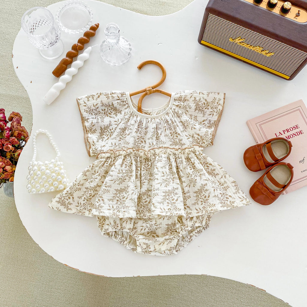 Barboteuse Bébé Fille Été – Body Fleuri Léger & Confortable