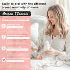 MAMIJOY 2PCS Wearable Electric Breast Pumps 4 Modes＆12 Levels Hands Free Breast Pump 40dB Low Noise Free 19/24mm Flange DEB26D