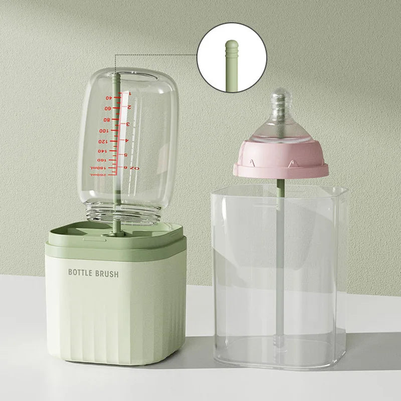 Silicone Baby Bottle Cup Brush Set with Storage Box Newborn Gift Milk Bottle Cleaning Brushes Suit Portable Detachable Cleaning