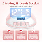 Wearable Breast Pump Electric Breastpumps Hands Free Comfort Milk Collector Lightweight with LED Display 3 Modes & 12 Levels