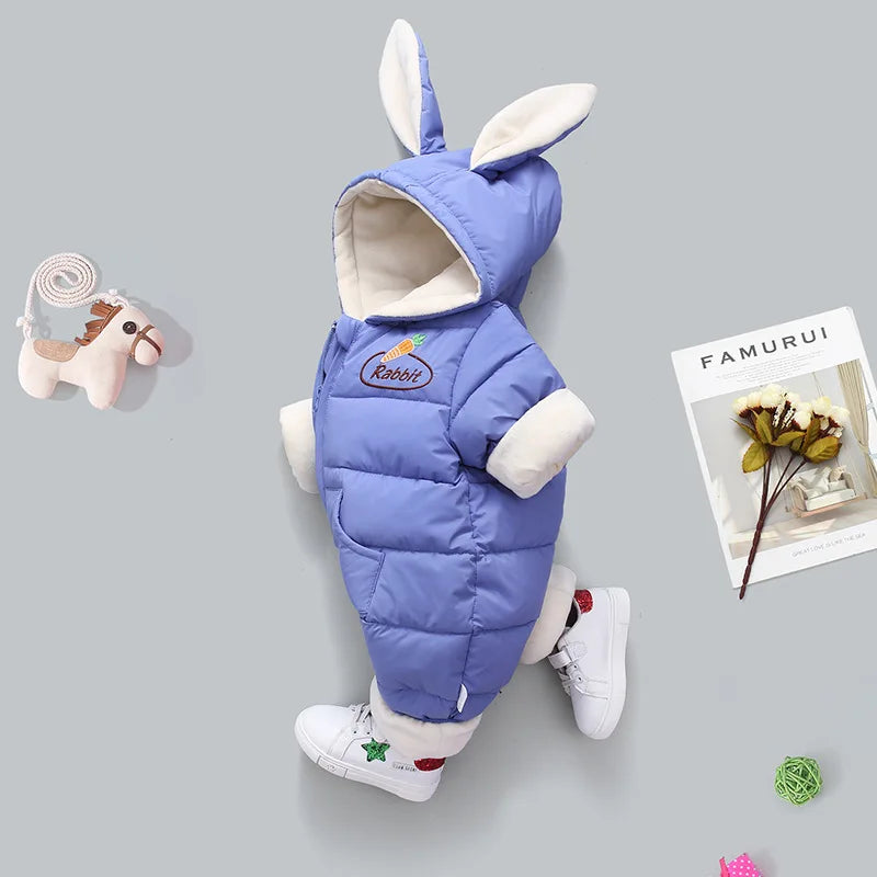 Snowsuit Bébé – Velours Capuche Lapin