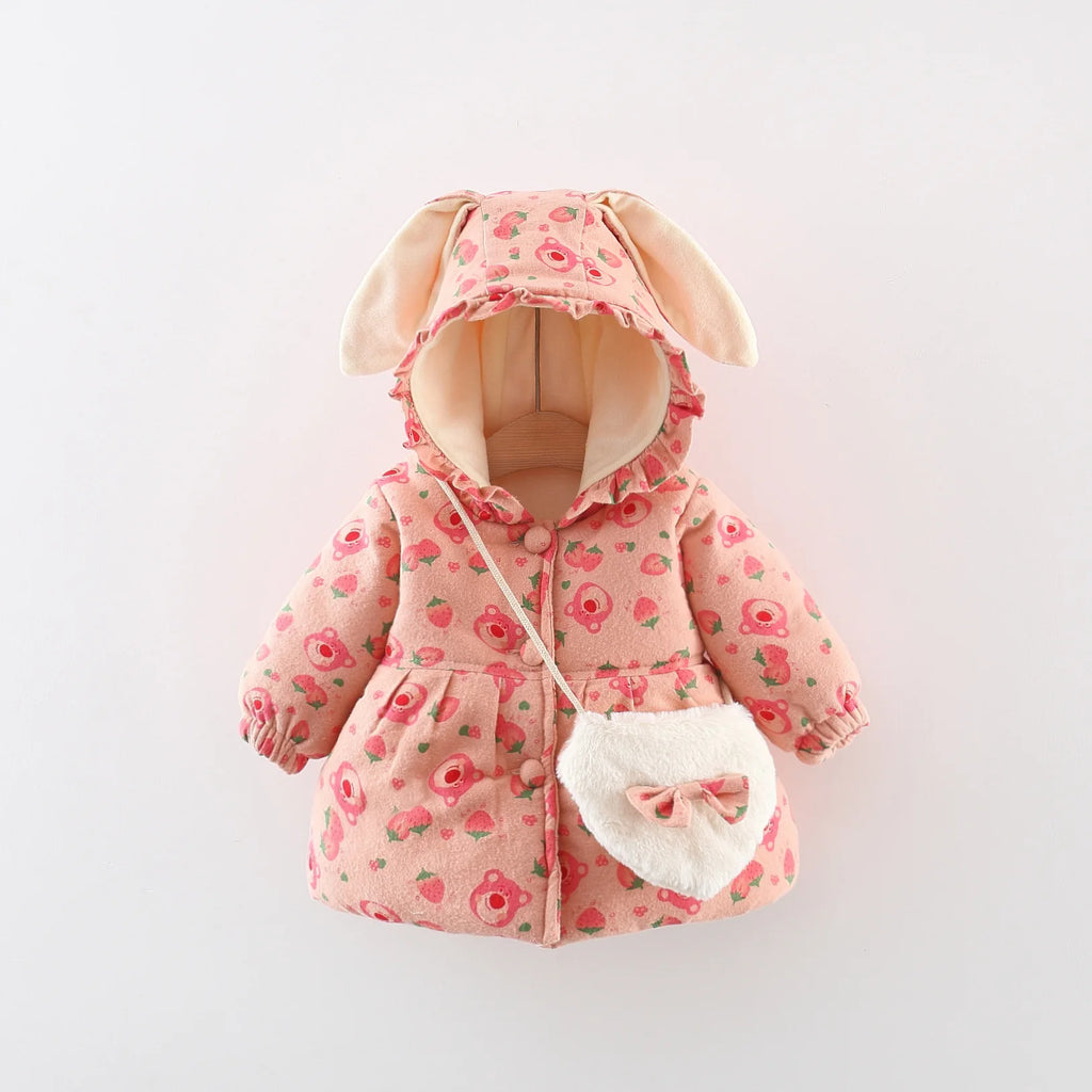 Veste coton fille hiver – Capuche oreilles de lapin