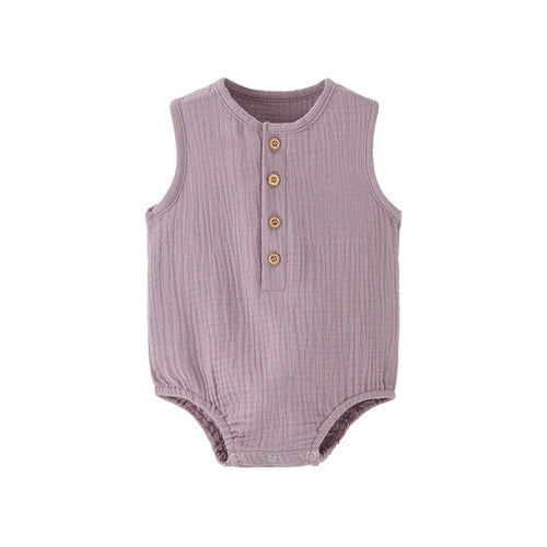 Body Bébé 100 % Coton & Lin – Barboteuse Sans Manches