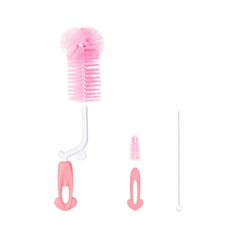 3 in 1 Set SAIDAH 360° Nylon Rotating Feeding Milk Bottle Brush Set